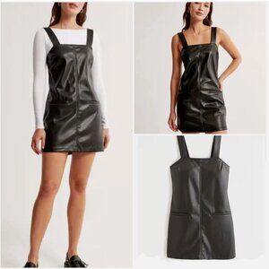NWT Abercrombie & Fitch Black Faux Leather Shift Mini Dress Overall Women's XL